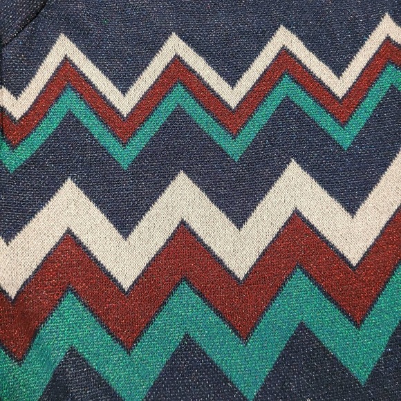 MNG Mango Suit Women's Sparkly Chevron Print‎ Crewneck Sweater. Size XS - Picture 3 of 8